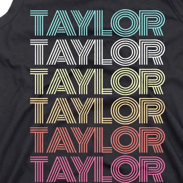 First Name Taylor Girl Boy Retro Personalized Groovy 80S Tank Top