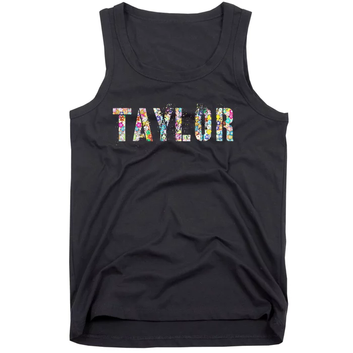 First Name Taylor Girl Personalized Birthday Grunge Tank Top