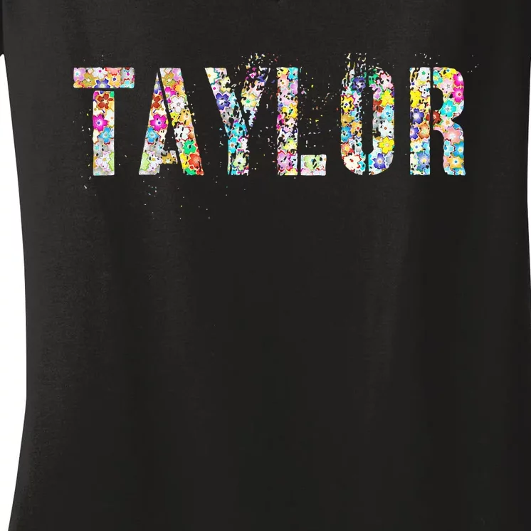 First Name T.AYLOR Personalized Birthday Women's V-Neck T-Shirt