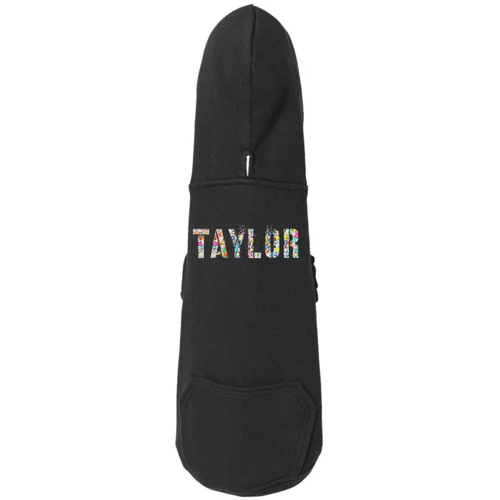 First Name Taylor Girl Personalized Birthday Grunge Doggie 3-End Fleece Hoodie