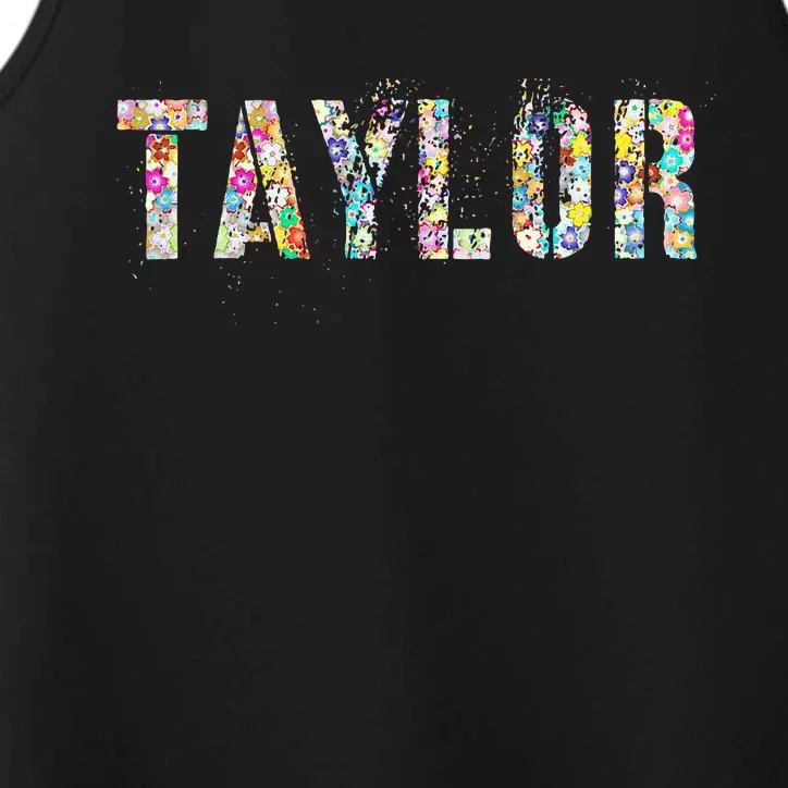 First Name Taylor Girl Personalized Birthday Grunge Performance Tank