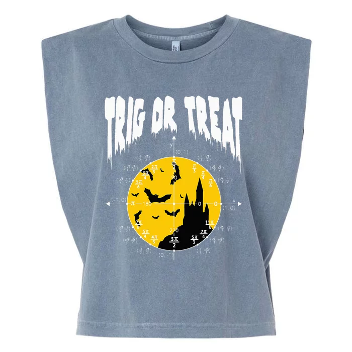 Funny Nerdy Trig Or Treat Halloween Costume Math Teacher Garment-Dyed Women's Muscle Tee