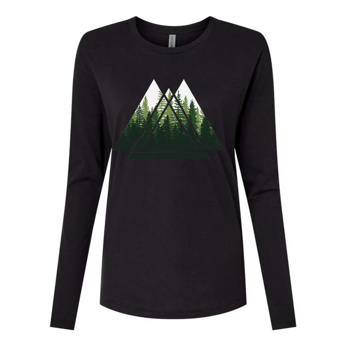 Forest Nature Triangle Minimalism Womens Cotton Relaxed Long Sleeve T-Shirt