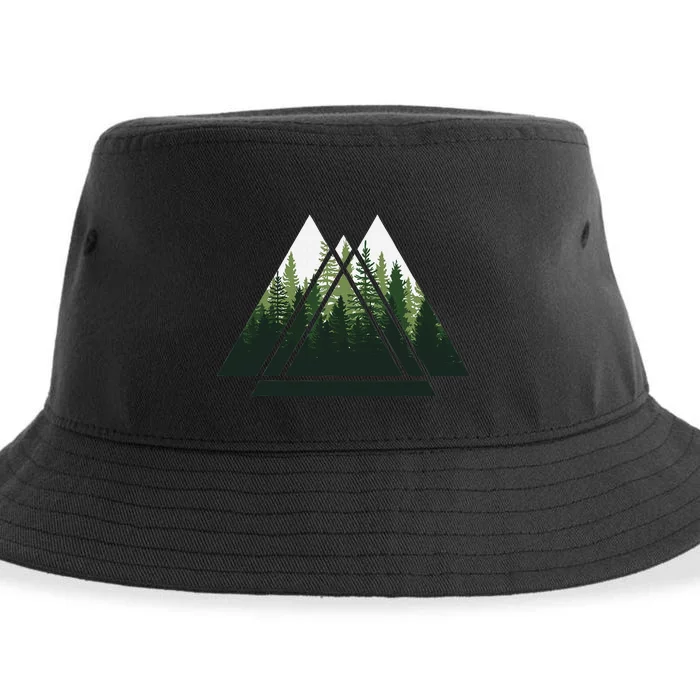 Forest Nature Triangle Minimalism Sustainable Bucket Hat