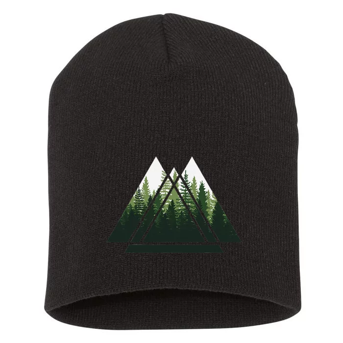 Forest Nature Triangle Minimalism Short Acrylic Beanie