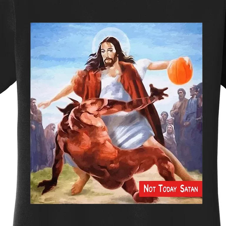 Funny Not Today Satan Jesus Crossover Basketball Women's T-Shirt