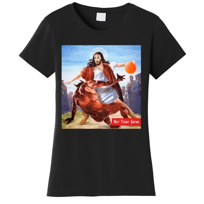 Funny Not Today Satan Jesus Crossover Basketball Women's T-Shirt