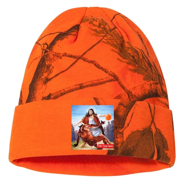 Funny Not Today Satan Jesus Crossover Basketball Kati - 12in Camo Beanie