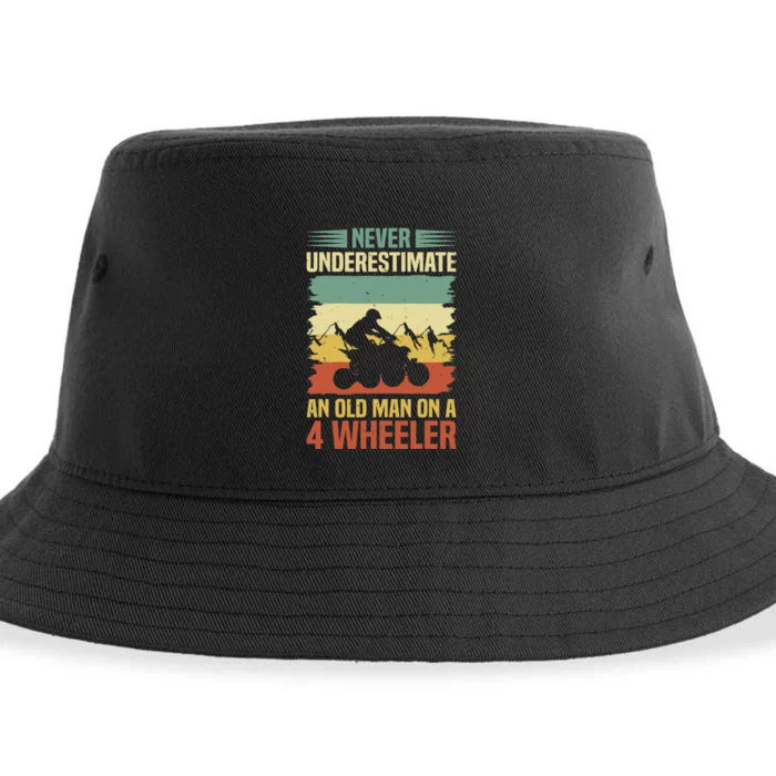 Funny Never Underestimate An Old Man On A 4 Wheeler ATV Sustainable Bucket Hat