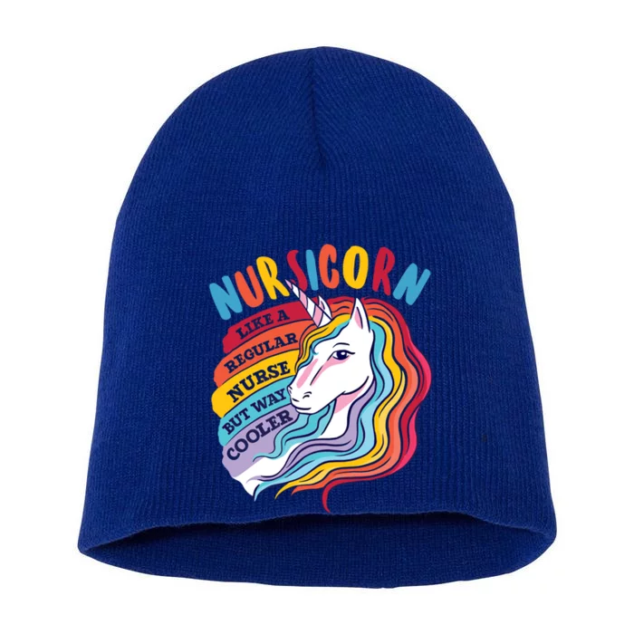 Funny Nursicorn Unicorn Nurse Is Cooler Cute Nursing Student Meaningful Gift Short Acrylic Beanie