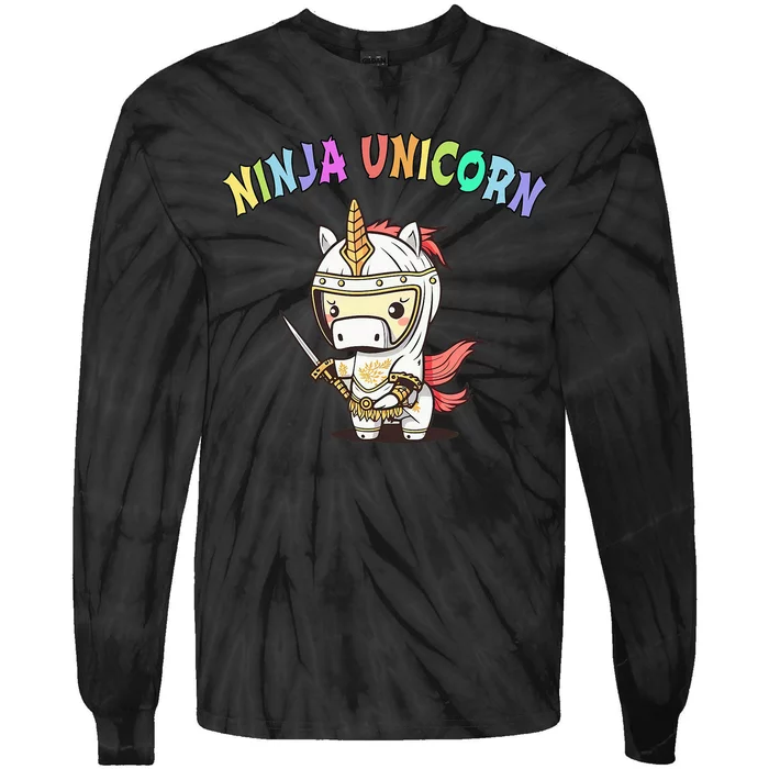 Funny NINJA UNICORN Horse Riding Team Birthday Purple Tie-Dye Long Sleeve Shirt