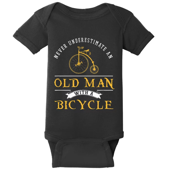 Funny Never Underestimate An Old Man With A Bicycle Baby Bodysuit