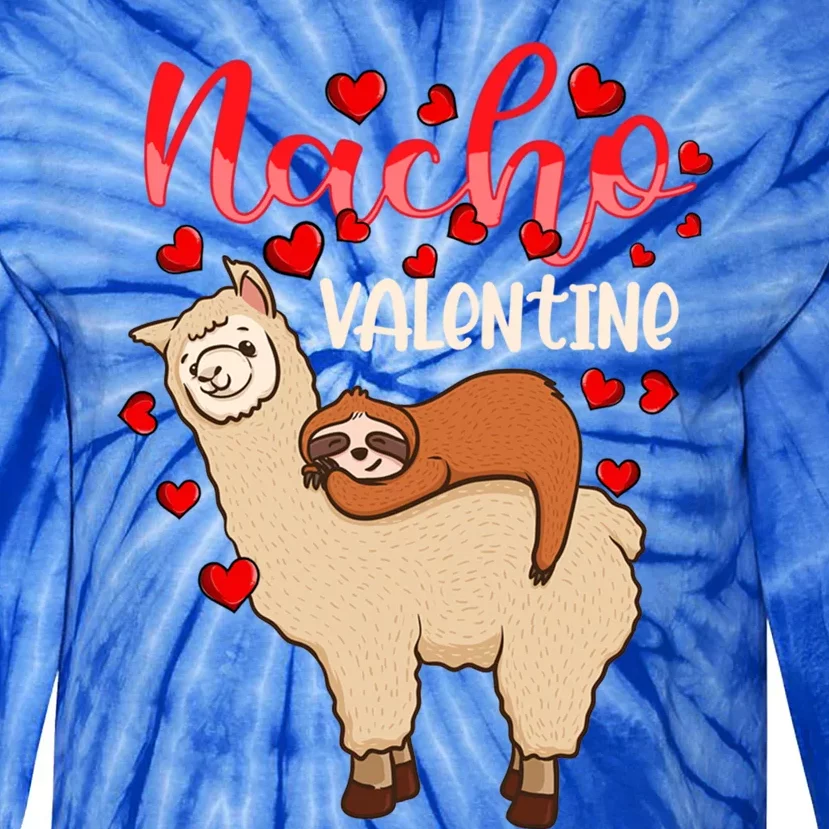 Funny Nacho Valentines Day Costume Cute Sloth Riding Llama Funny Gift Tie-Dye Long Sleeve Shirt