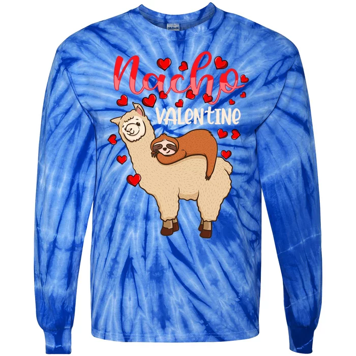 Funny Nacho Valentines Day Costume Cute Sloth Riding Llama Funny Gift Tie-Dye Long Sleeve Shirt