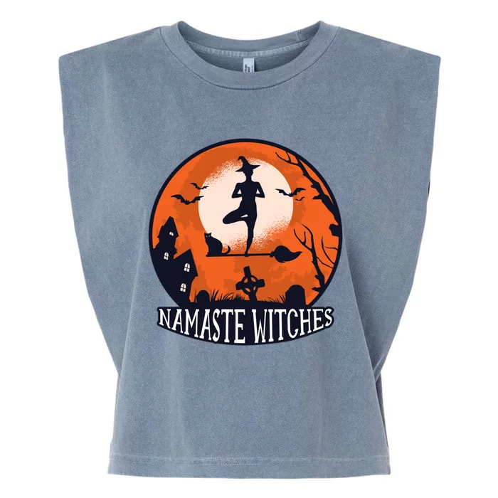 Funny Namaste Witches Halloween Yoga And Relaxation Funny Gift Garment-Dyed Women's Muscle Tee