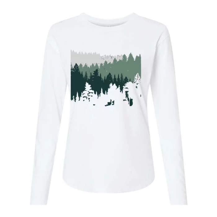 Forest Nature Wildlife Lovers Trees Hiking Camping Womens Cotton Relaxed Long Sleeve T-Shirt