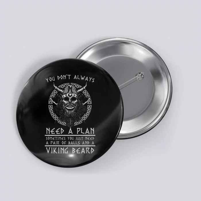 Funny Nordic Warrior Viking Beard Gift Viking Button