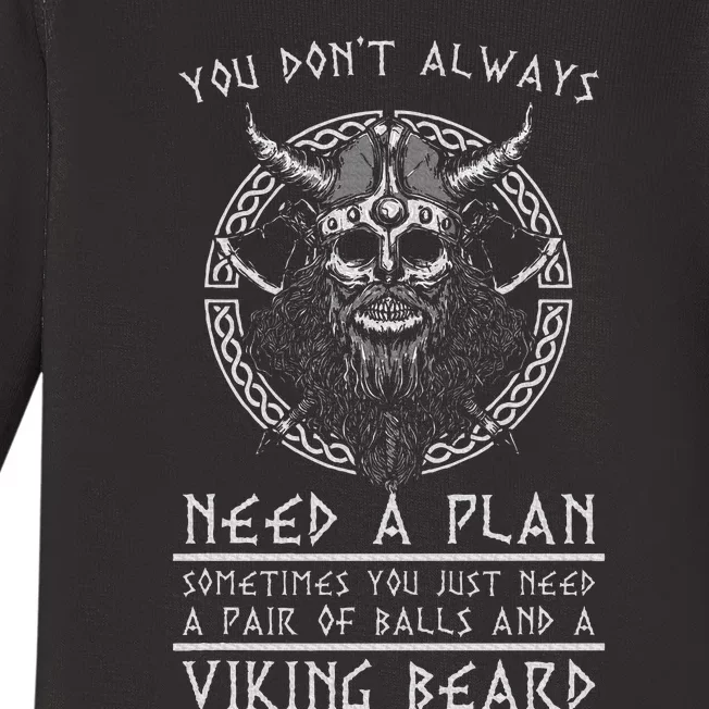 Funny Nordic Warrior Viking Beard Gift Viking Baby Long Sleeve Bodysuit