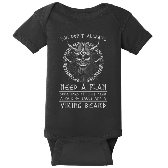 Funny Nordic Warrior Viking Beard Gift Viking Baby Bodysuit