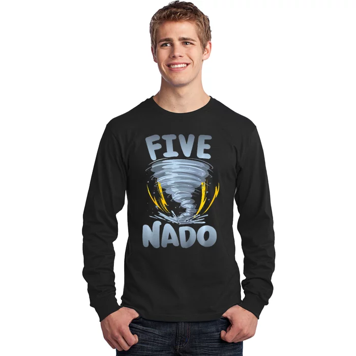 Five Nado Warning 5th Birthday Tornado Themed Birthday Long Sleeve Shirt