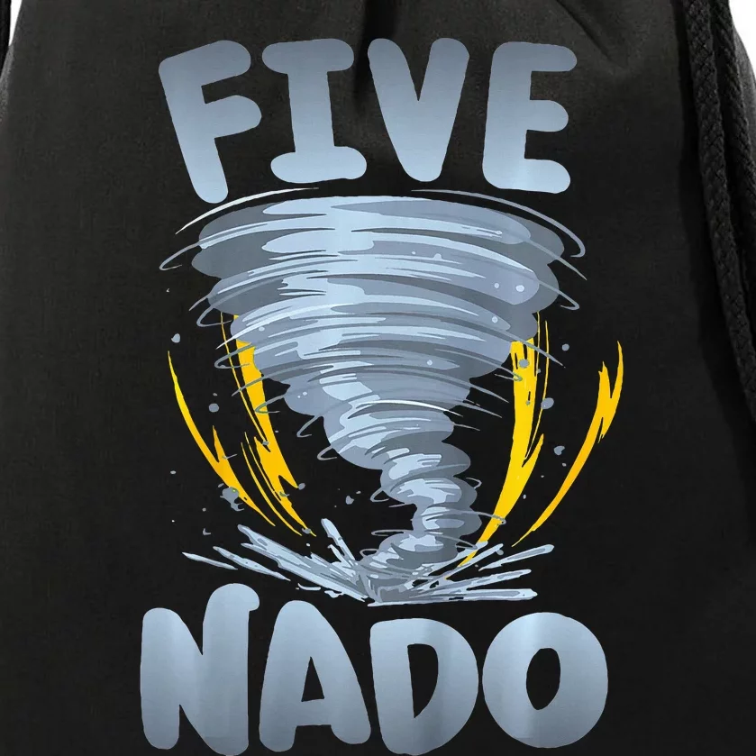 Five Nado Warning 5th Birthday Tornado Themed Birthday Drawstring Bag