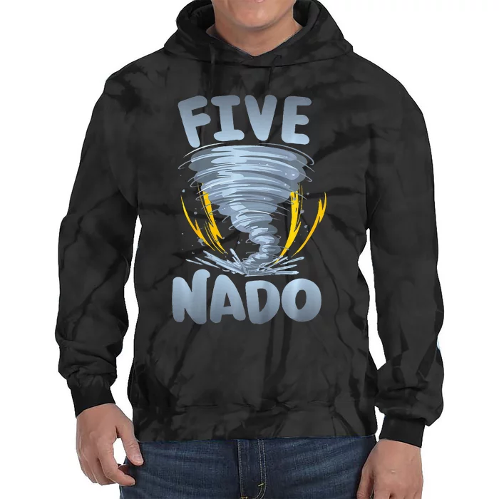 Five Nado Warning 5th Birthday Tornado Themed Birthday Tie Dye Hoodie