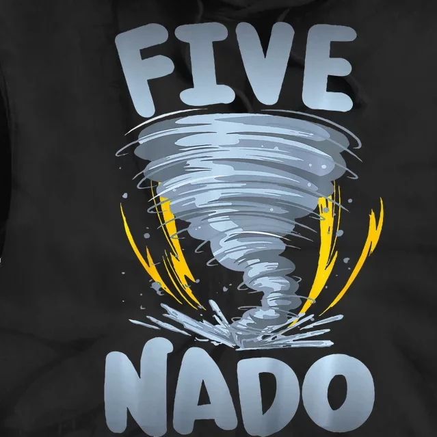 Five Nado Warning 5th Birthday Tornado Themed Birthday Tie Dye Hoodie