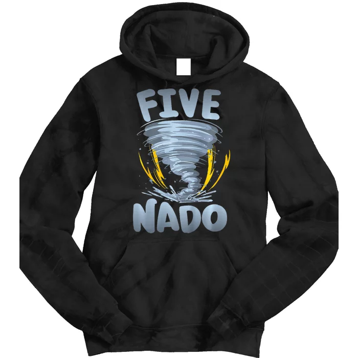 Five Nado Warning 5th Birthday Tornado Themed Birthday Tie Dye Hoodie