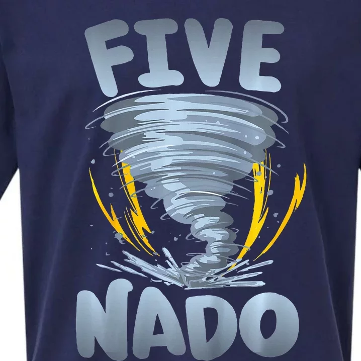 Five Nado Warning 5th Birthday Tornado Themed Birthday Sueded Cloud Jersey T-Shirt