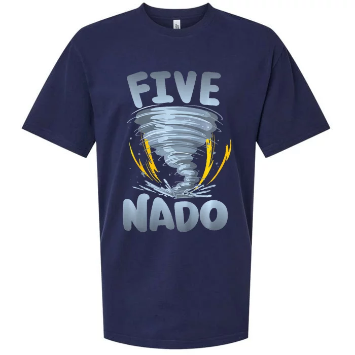 Five Nado Warning 5th Birthday Tornado Themed Birthday Sueded Cloud Jersey T-Shirt