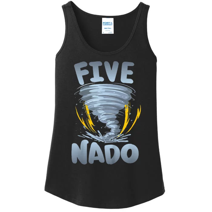 Five Nado Warning 5th Birthday Tornado Themed Birthday Ladies Essential Tank