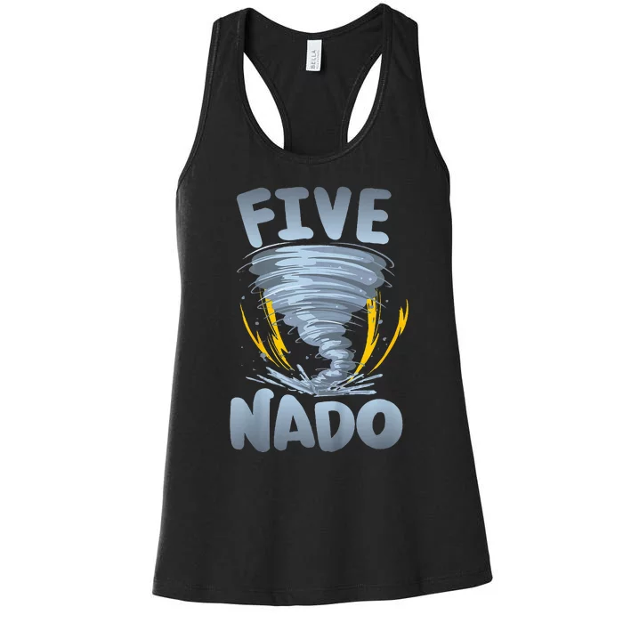 Five Nado Warning 5th Birthday Tornado Themed Birthday Women's Racerback Tank