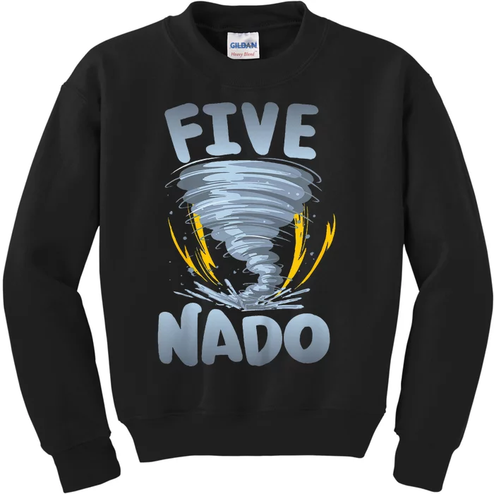 Five Nado Warning 5th Birthday Tornado Themed Birthday Kids Sweatshirt