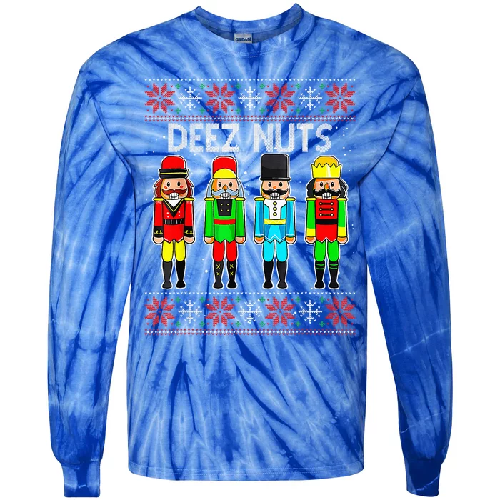 Funny Nutcracker Xmas Gifts Cute Deez Nuts Ugly Christmas Tie-Dye Long Sleeve Shirt