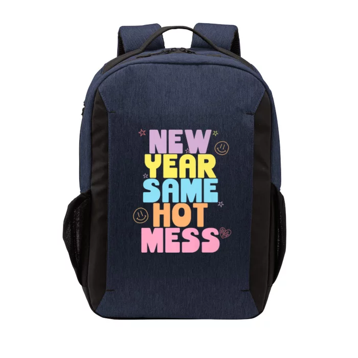 Funny New Years Eve Tee, New Year Same Hot Mess, Sarcastic Vector Backpack