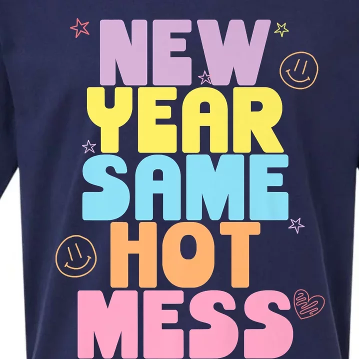 Funny New Years Eve Tee, New Year Same Hot Mess, Sarcastic Sueded Cloud Jersey T-Shirt