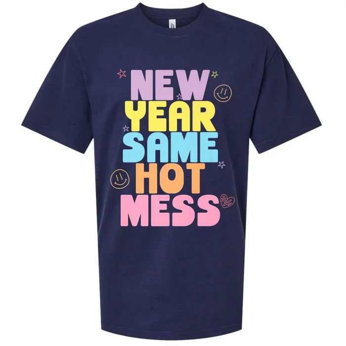 Funny New Years Eve Tee, New Year Same Hot Mess, Sarcastic Sueded Cloud Jersey T-Shirt