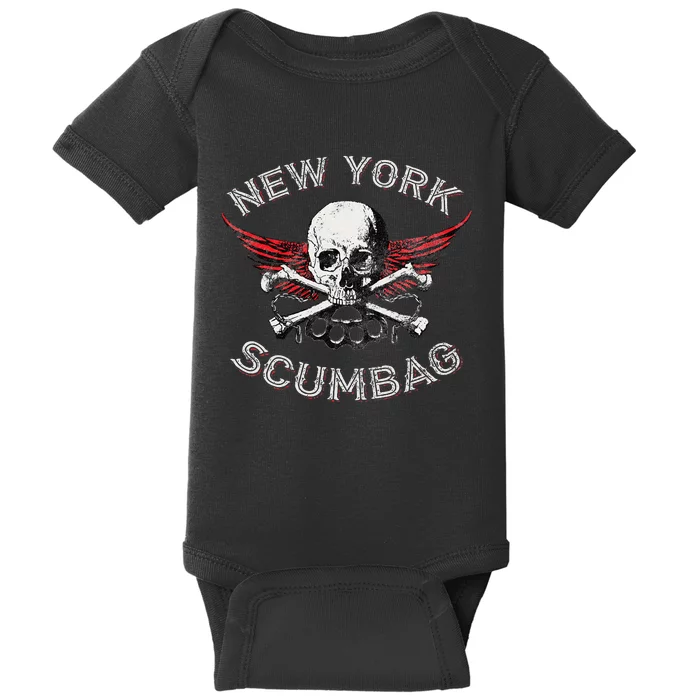 Funny New York Scumbag Vintage Distressed Biker Style Baby Bodysuit