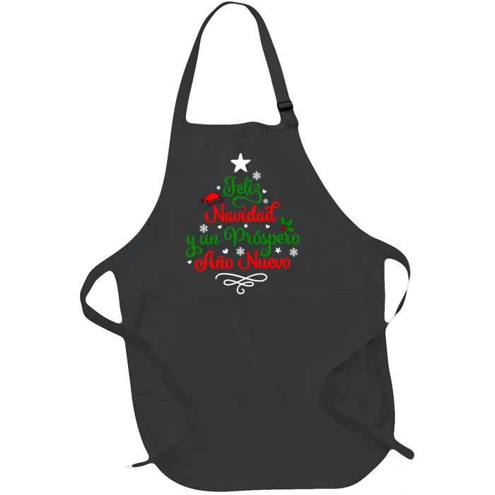 Feliz Navidad Y Prospero Ano Nuevo Mexican Christmas Full-Length Apron With Pocket