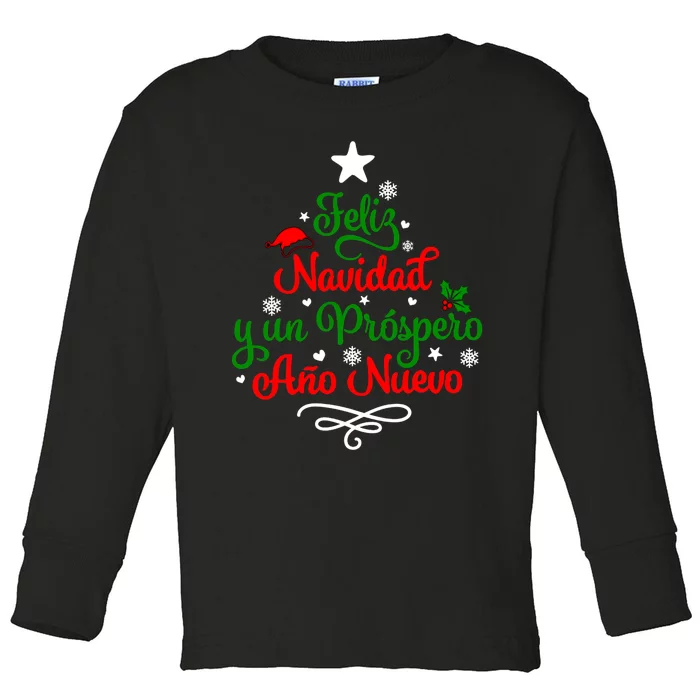 Feliz Navidad Y Prospero Ano Nuevo Mexican Christmas Toddler Long Sleeve Shirt