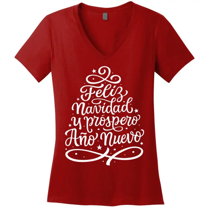 Feliz Navidad Y Prospero Ano Nuevo Women's V-Neck T-Shirt