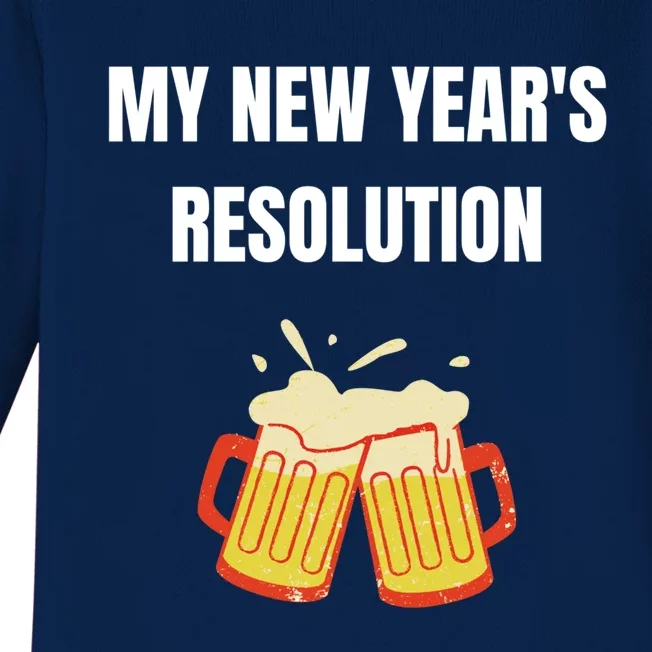 Funny New Year Party Adult Joke Resolutions More Beer Meaningful Gift Baby Long Sleeve Bodysuit