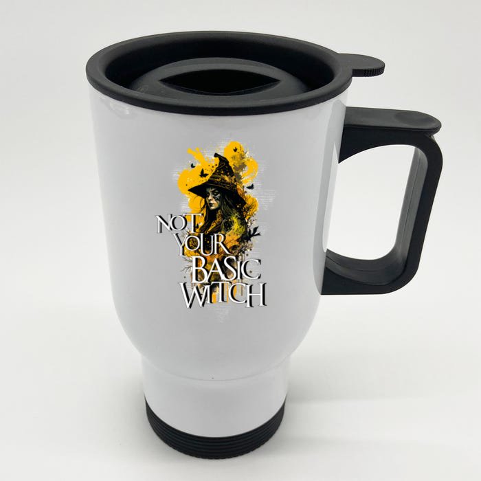 Funny Not Your Basic Witch Funny Halloween Cool Gift Front & Back Stainless Steel Travel Mug