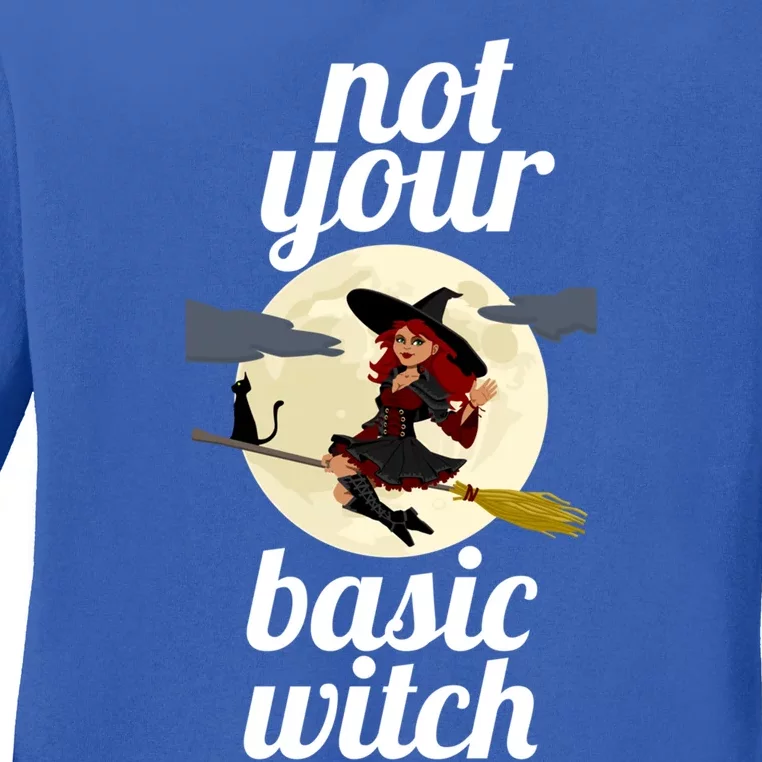 Funny Not Your Basic Witch Pagan Wicca Gift Ladies Long Sleeve Shirt