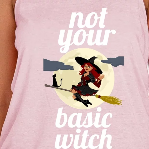 Funny Not Your Basic Witch Pagan Wicca Gift Women's Knotted Racerback Tank