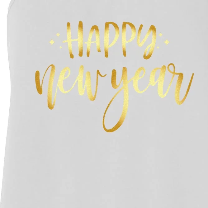 Funny New Years Eve Party Supplies 2024 Happy New Year Fireworks Women's Racerback Tank