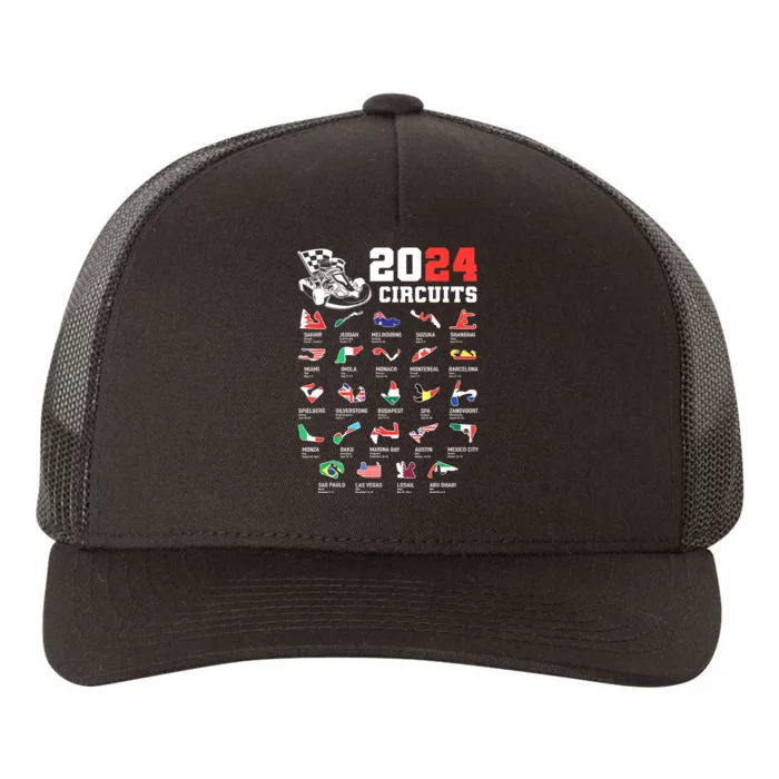 Formula One 2024 Calendar For Race Car Fan Circuits Race Yupoong Adult 5-Panel Trucker Hat