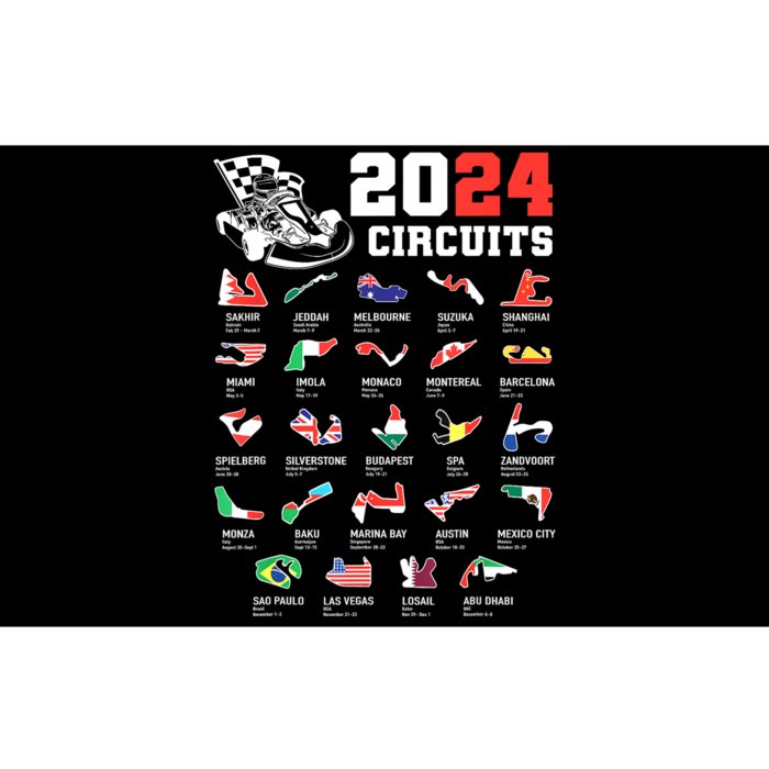 Formula One 2024 Calendar For Race Car Fan Circuits Race Bumper Sticker