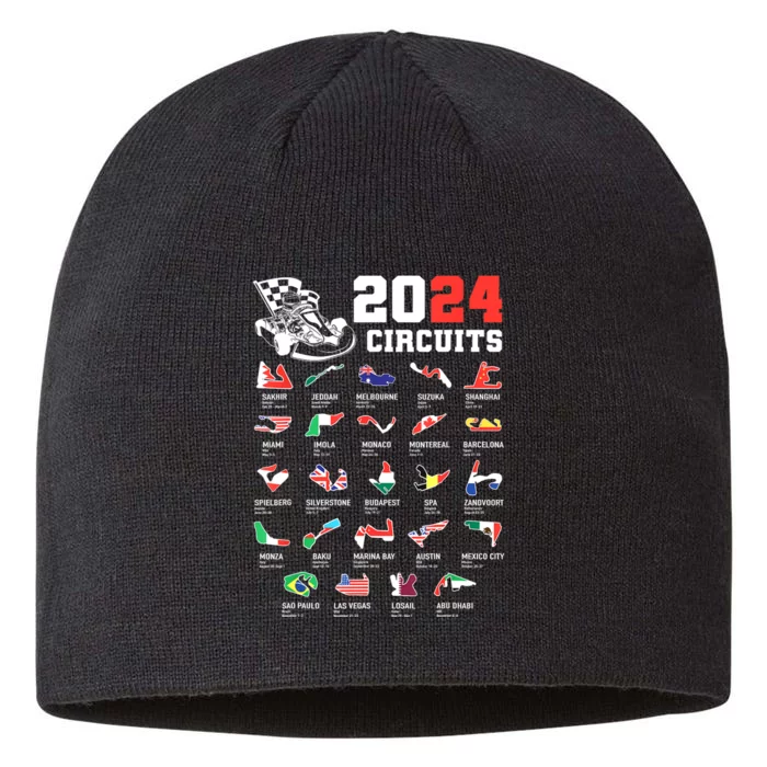 Formula One 2024 Calendar For Race Car Fan Circuits Race 8 1/2in Sustainable Knit Beanie