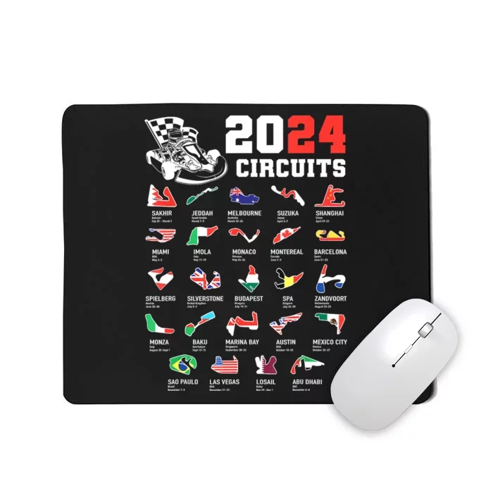 Formula One 2024 Calendar For Race Car Fan Circuits Race Mousepad